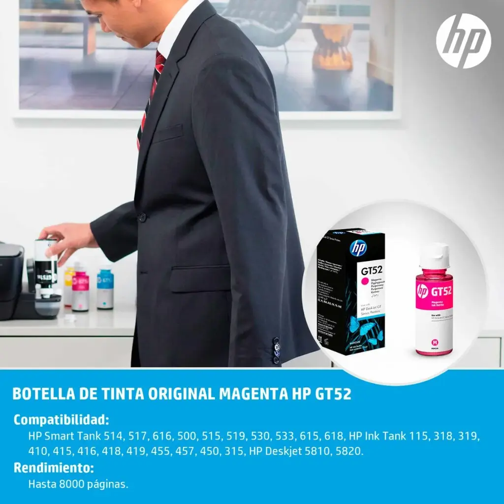 Botella de Tinta HP GT52 Magenta (M0H55AL) - Original