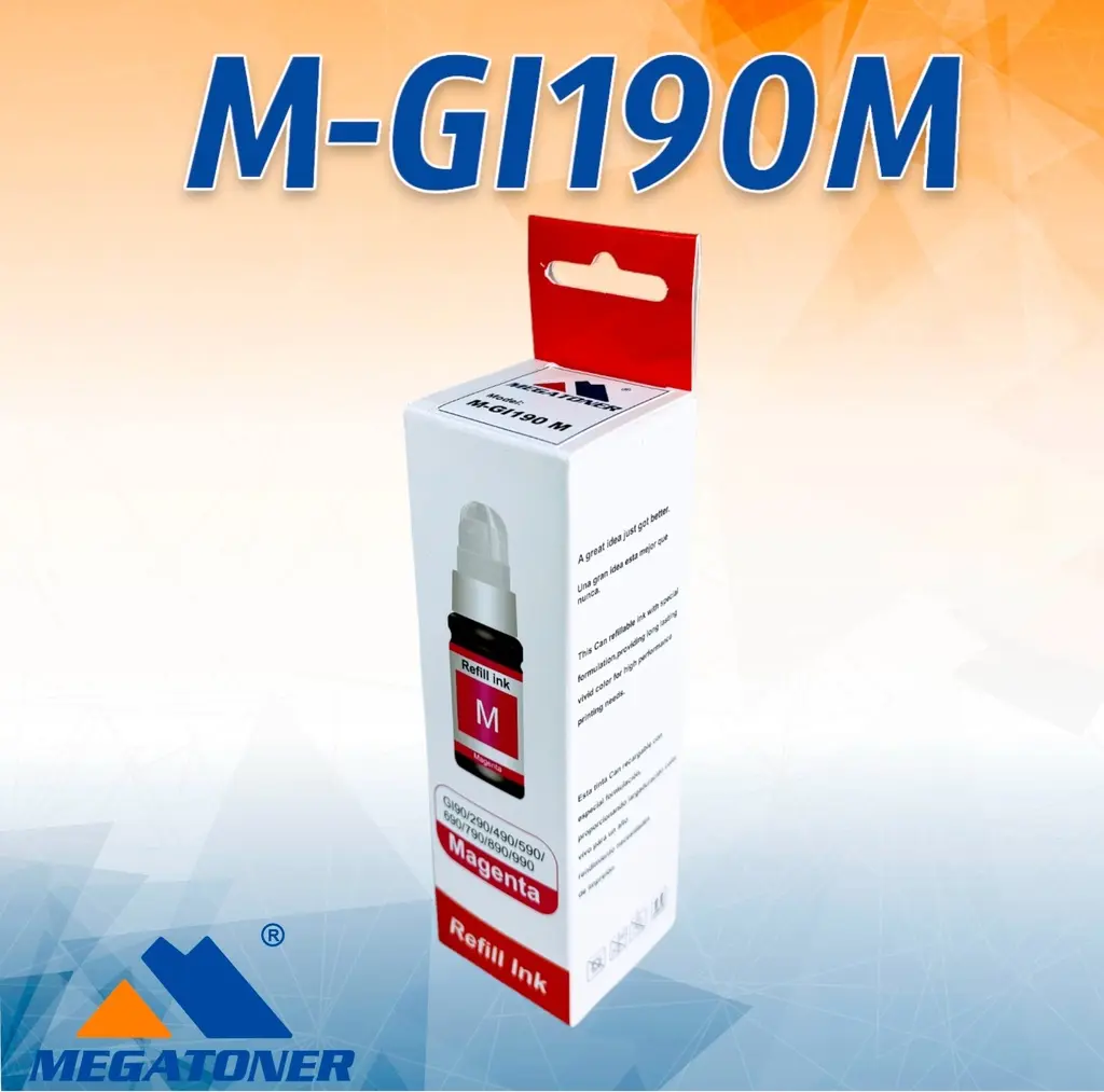 [226003] Botella de Tinta Canon GI190 GI190M Magenta Compatible con Canon G1100 G1110 G2100 | Megatoner