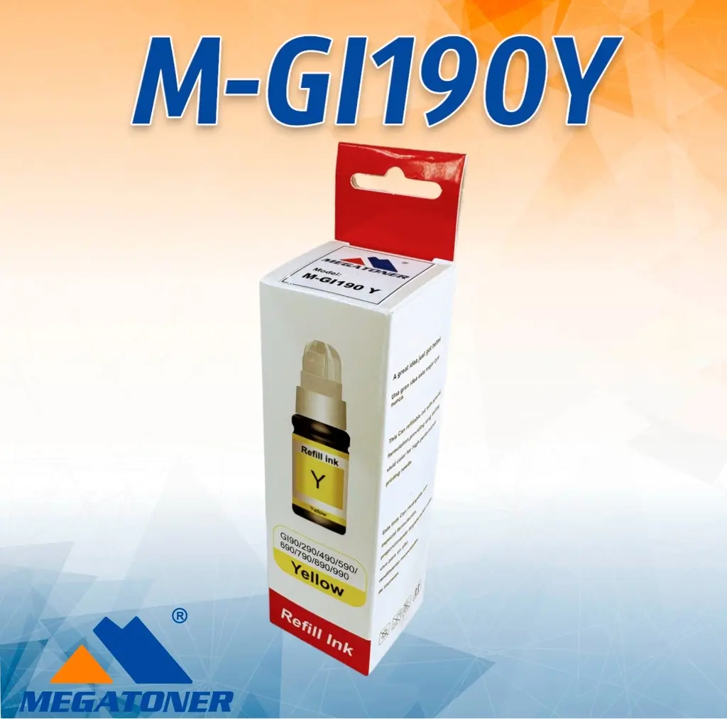 [226004] Botella de Tinta Canon GI190 Amarillo Compatible con G1100 G2100 G3100 | Megatoner