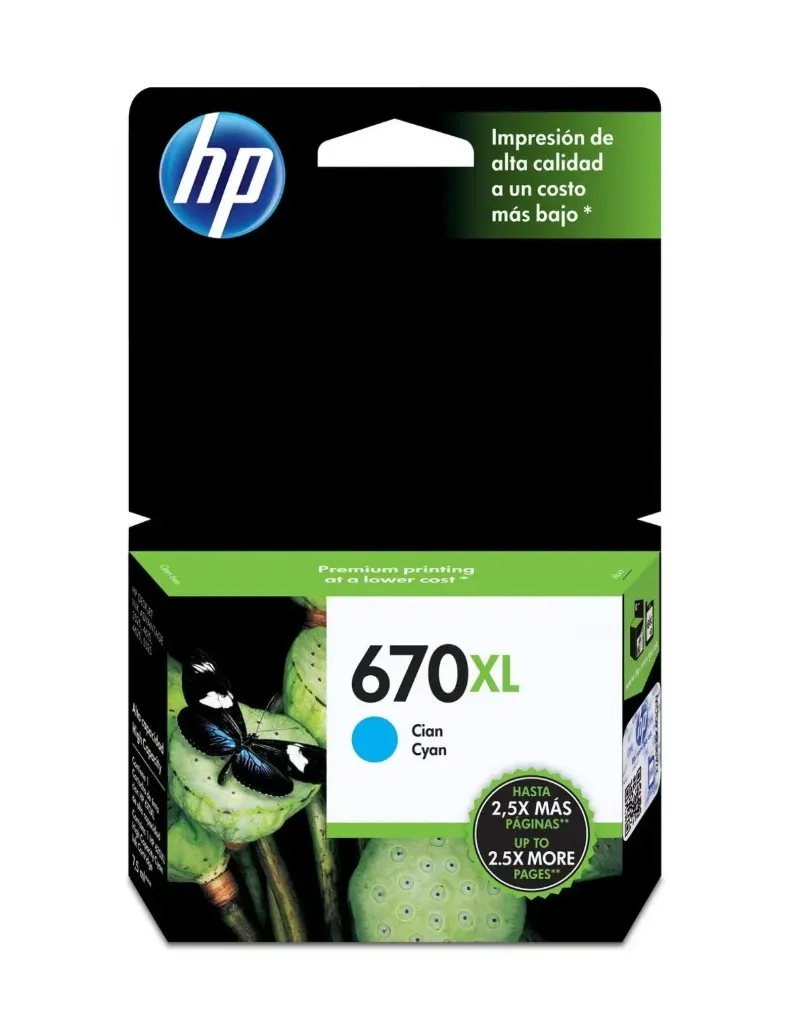 Cartucho de Tinta HP 670XL Cyan (CZ118AL) | Original