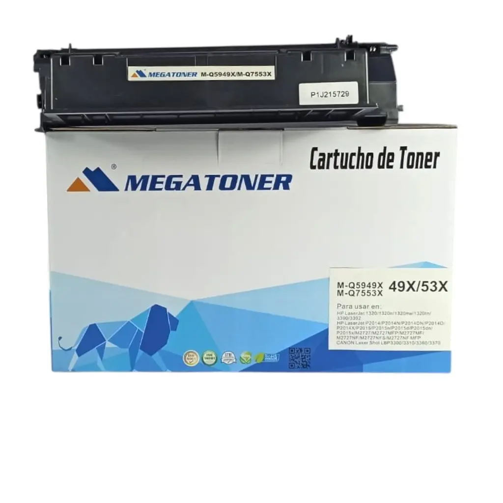 Tóner HP 49X/53X Negro Con Chip Q5949X/Q7553X Compatible con HP 1320, P2015 | Megatoner