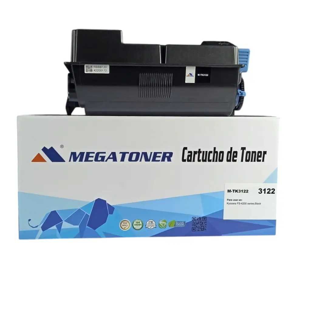 Tóner Kyocera TK-3122 (3122) Negro Con Chip Compatible con Kyocera FS-4200 | Megatoner