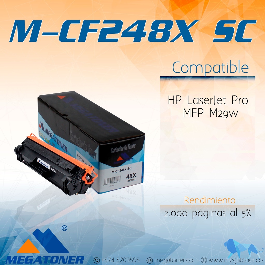 Cartucho MEGATONER M-CF248Xsc (48Xsc) Sin chip