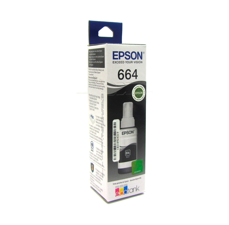 Botella de Tinta Epson 664 (T664120-AL) Negro 70 ml L120 L220 L3110 L3150 | Original