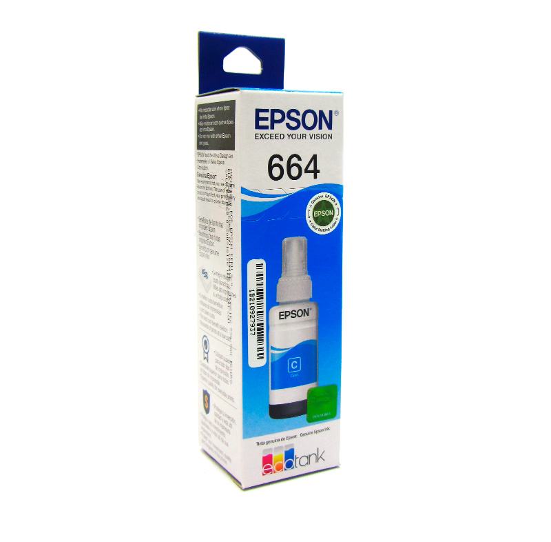 Botella de Tinta Epson 664 (T664220) Cian 70 ml  L120 L220 L3110 L3150 | Original