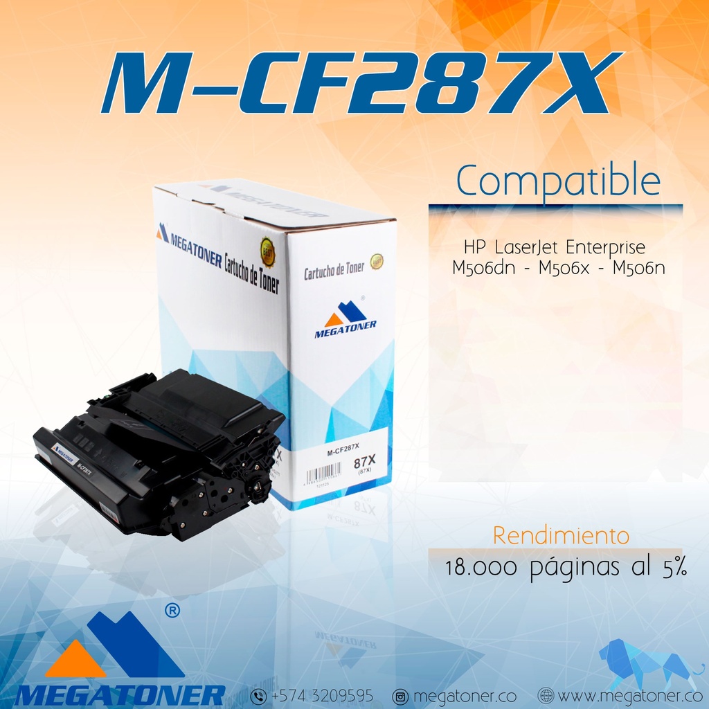 Cartucho MEGATONER M-CF287X (87X)