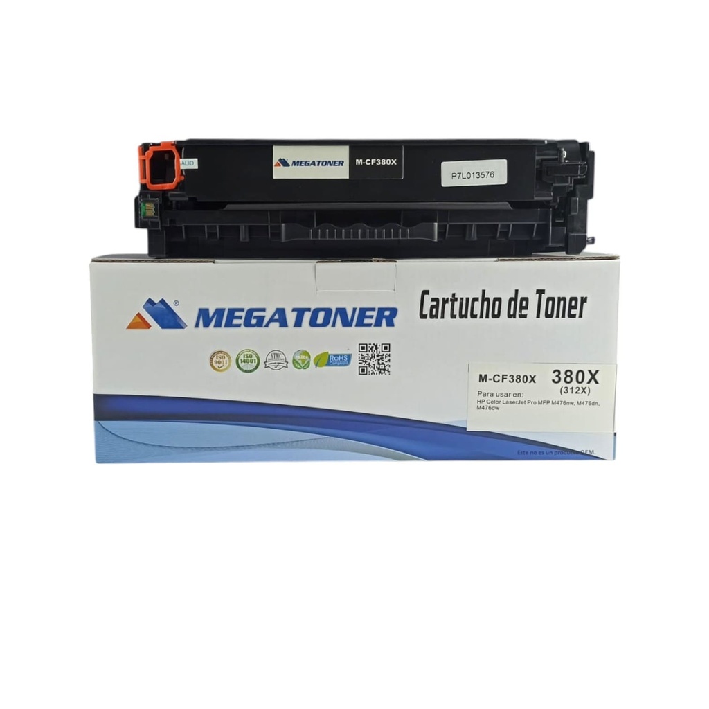 Tóner HP 312X MEGATONER Genérico Negro (M-CF380X) Compatible con HP Color LaserJet Pro M476