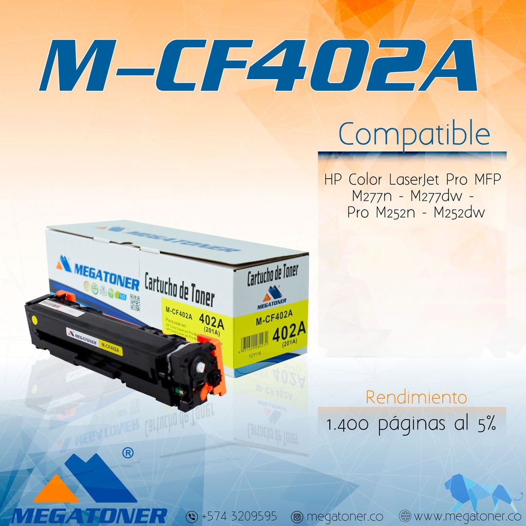 Cartucho MEGATONER M-CF402A (201A)