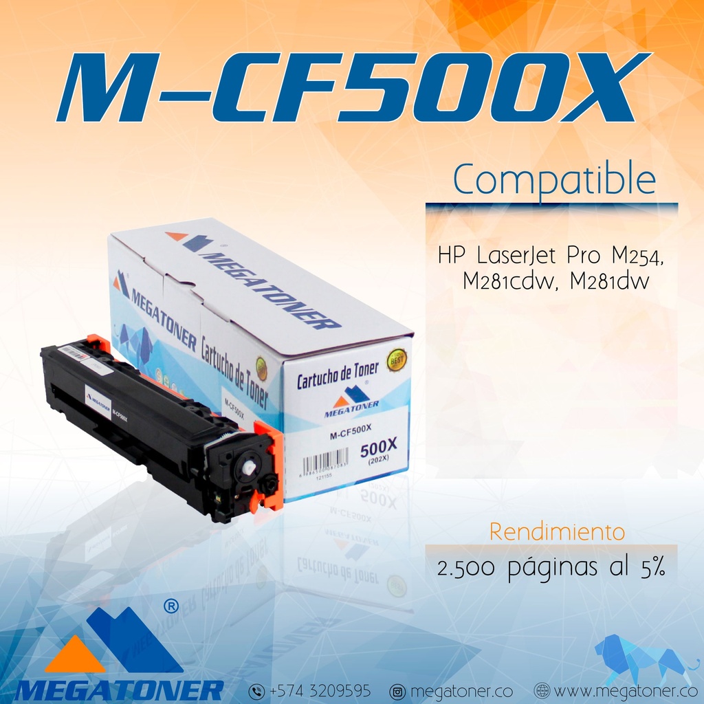 Cartucho MEGATONER M-CF500X (202X)