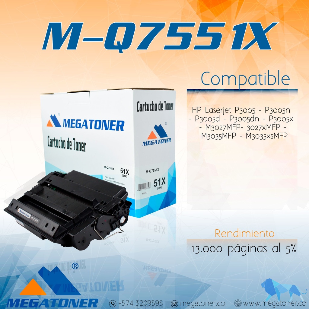 Cartucho MEGATONER M-Q7551X (51X)