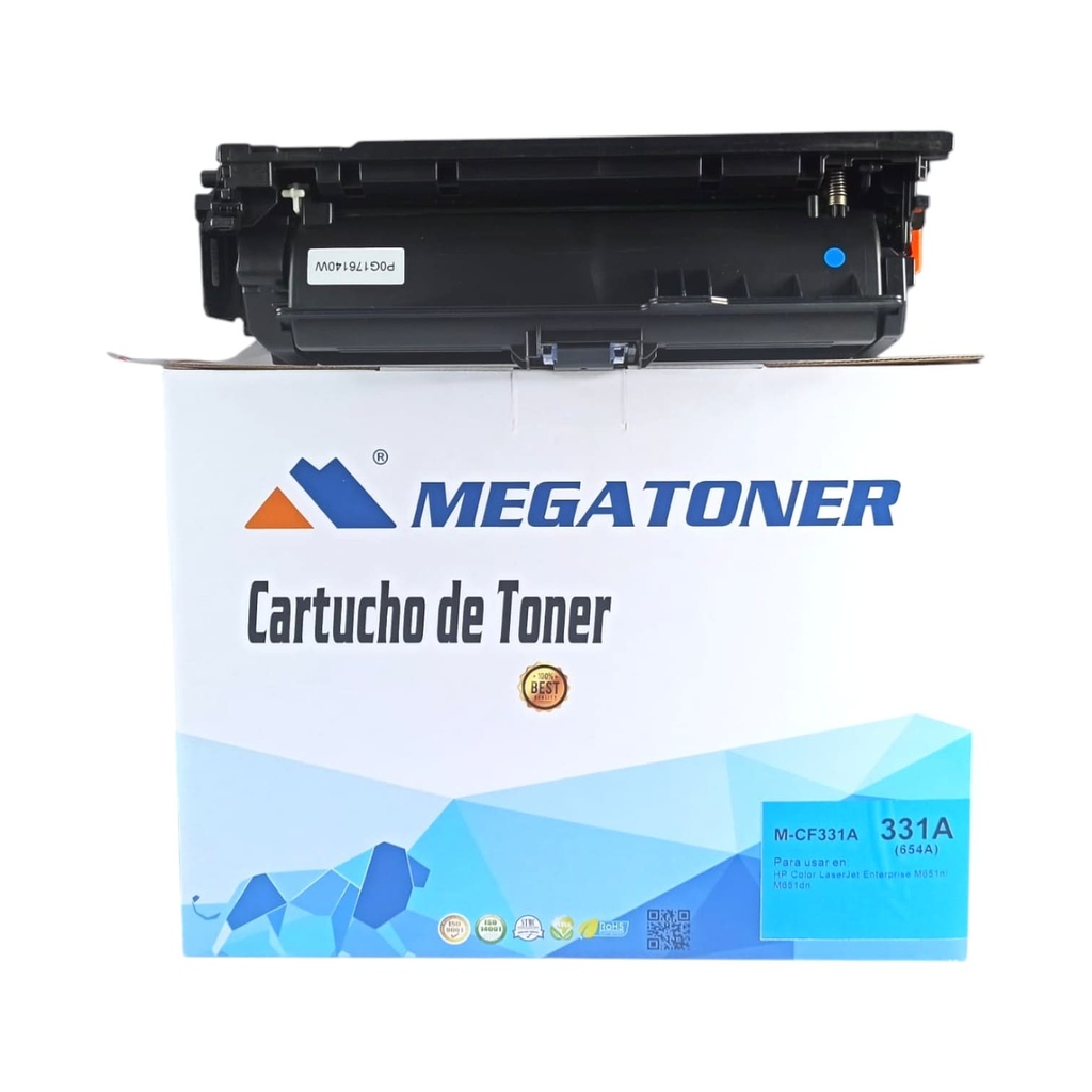 Tóner HP 654A MEGATONER Genérico Negro (M-CF331A) Compatible con HP Color LaserJet M651