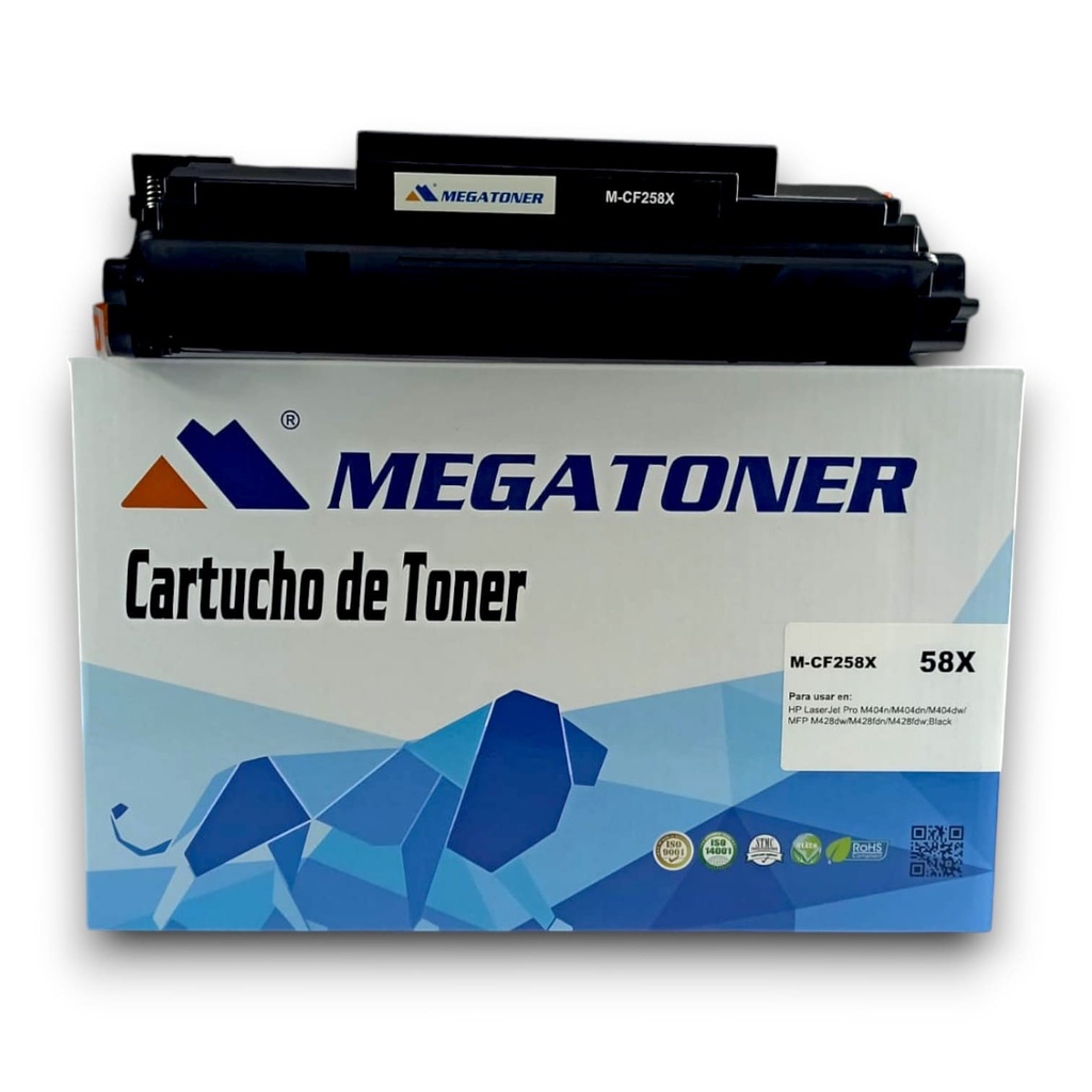 Tóner HP 58X (CF258X) Compatible con HP M404, M428 | Megatoner