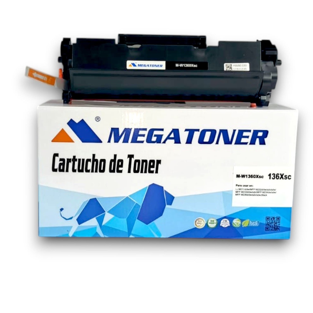 Tóner HP 136X sin chip (W1360X) Compatible con HP M211, M232, M233, M234, M236, sd | Megatoner